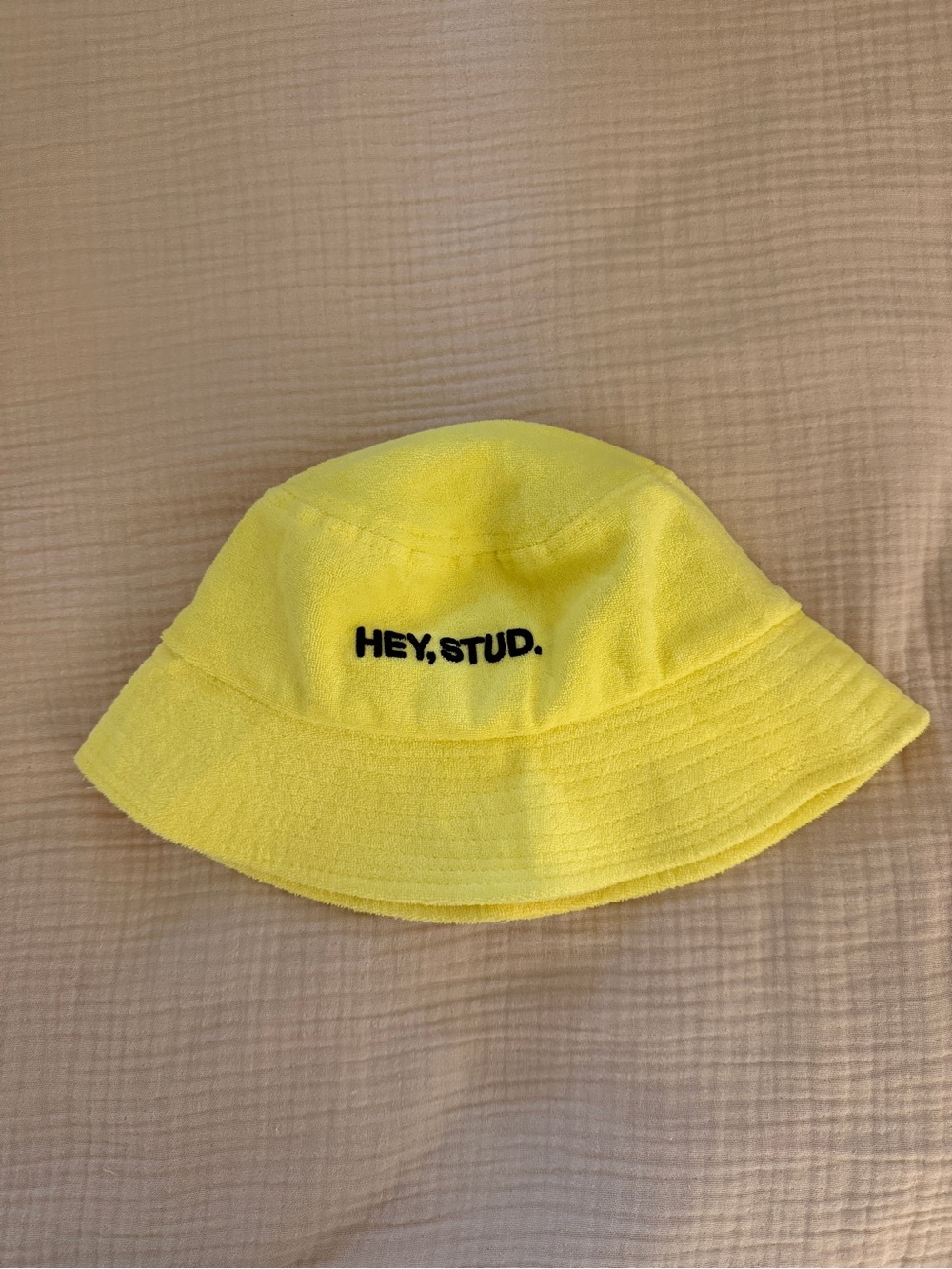 Yellow 'HEY, STUD.' Bucket Hat